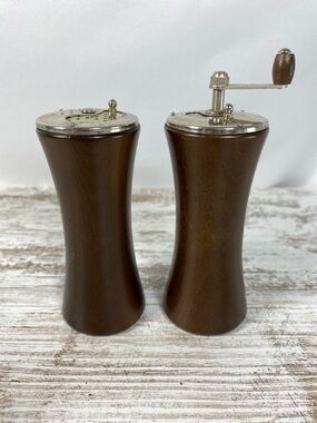 Vintage Wood Salt Pepper Mill Set Japan MCM Mid Century Modern Grinder 4”